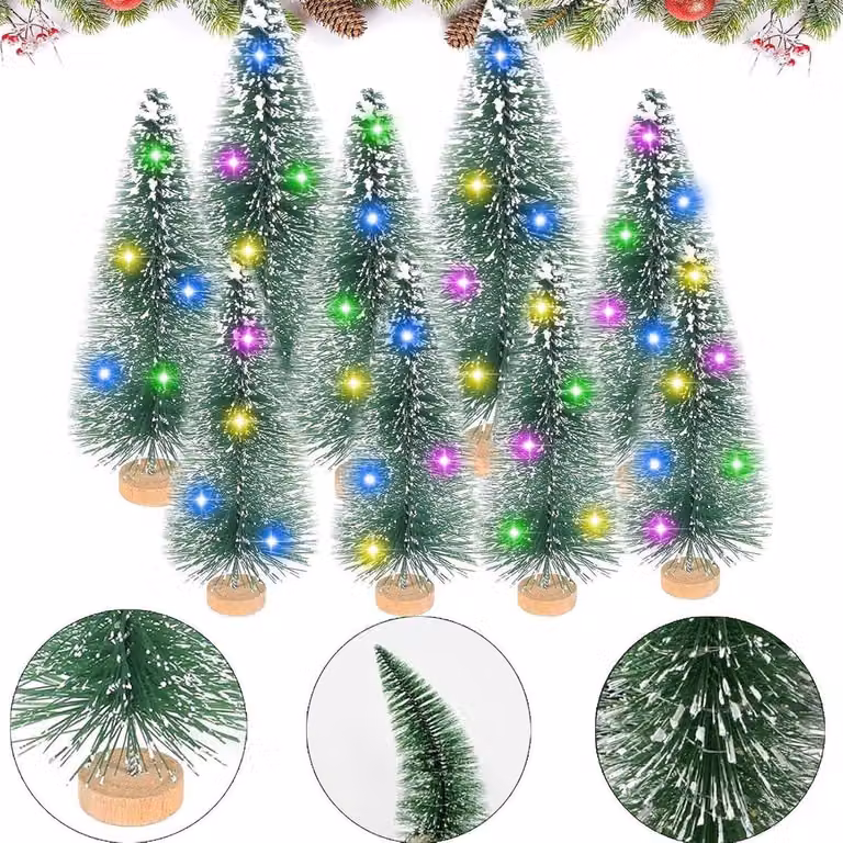 Piccole decorazioni natalizie per albero, con illuminazione, confezione da 5 pezzi - Decorazioni per albero di plastica, ideali per Natale