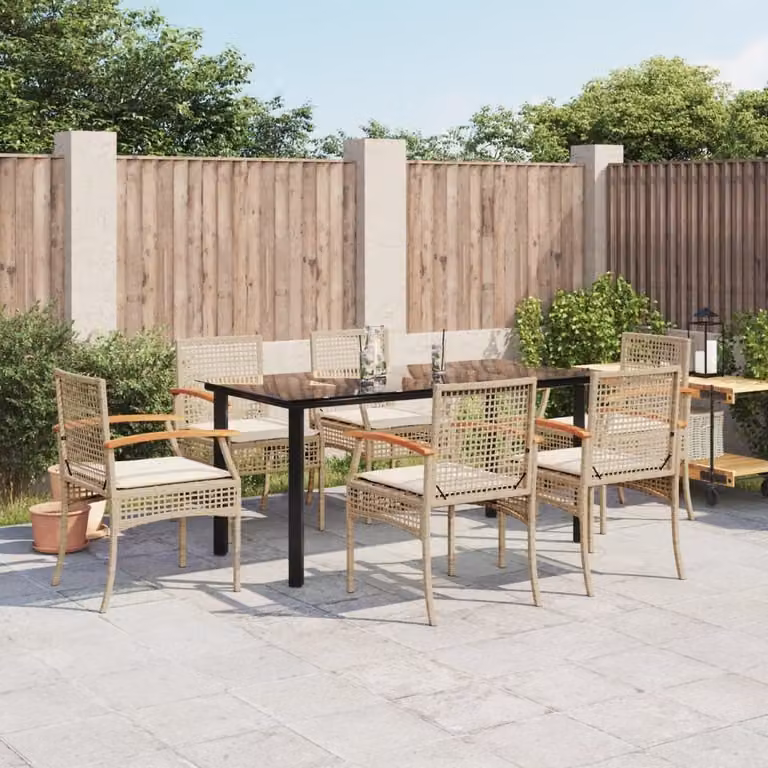 Maison Exclusive - Set da Pranzo da Giardino 7 pz con Cuscini Beige in Polyrattan