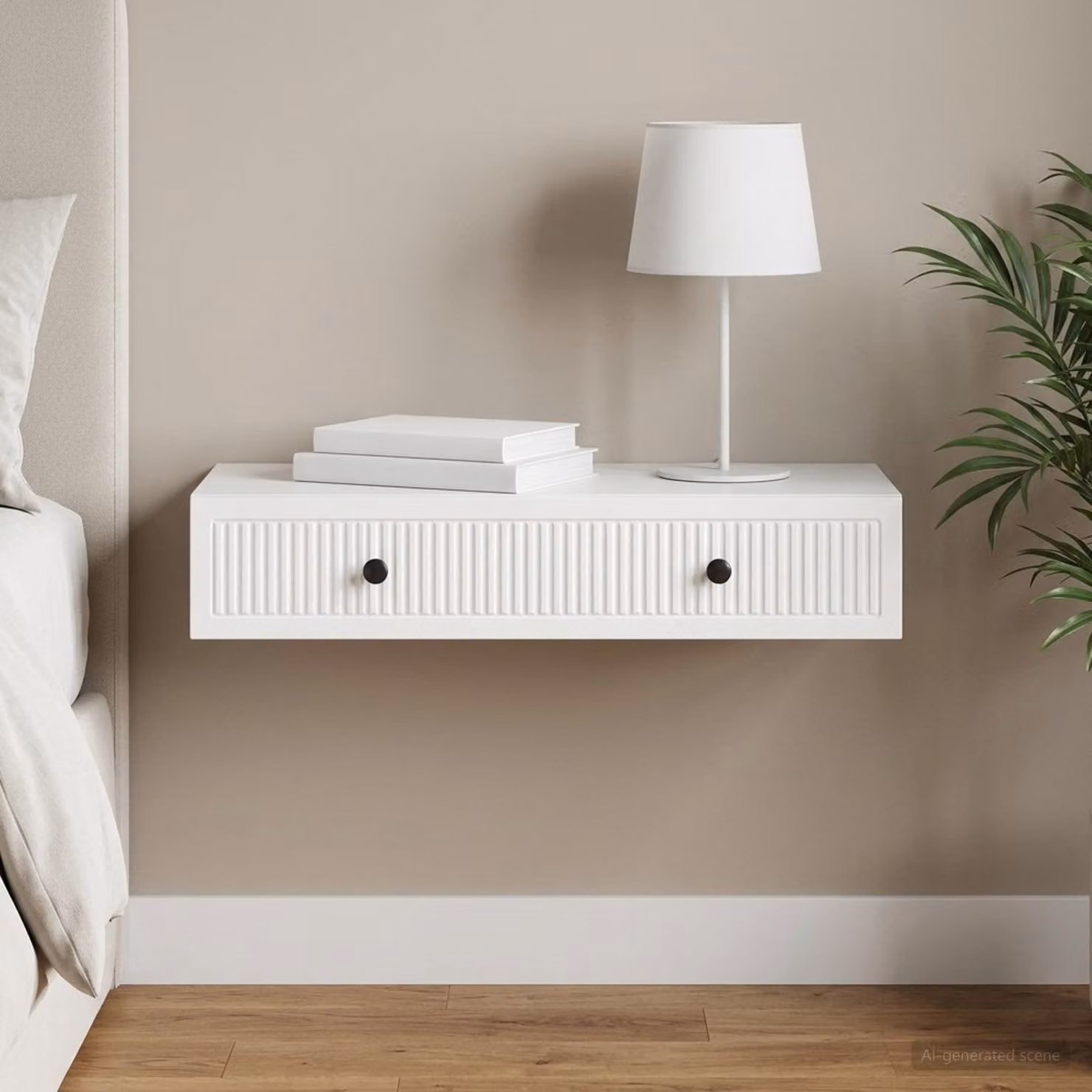 vidaXL Tavolino da Parete Laterale Moderno Bianco L 87,5 x P 34,5 x H 17 cm