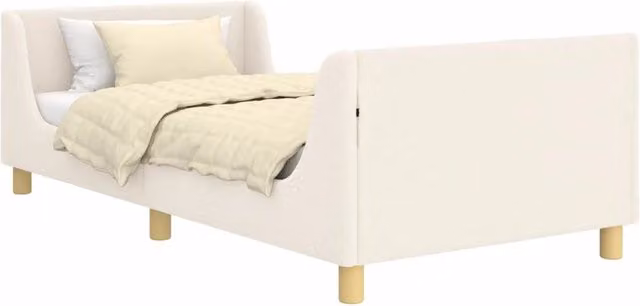 Struttura letto Bambini | Letto Infantile | Lettino con testata Crema 90 x 190 cm Boucl¨¦