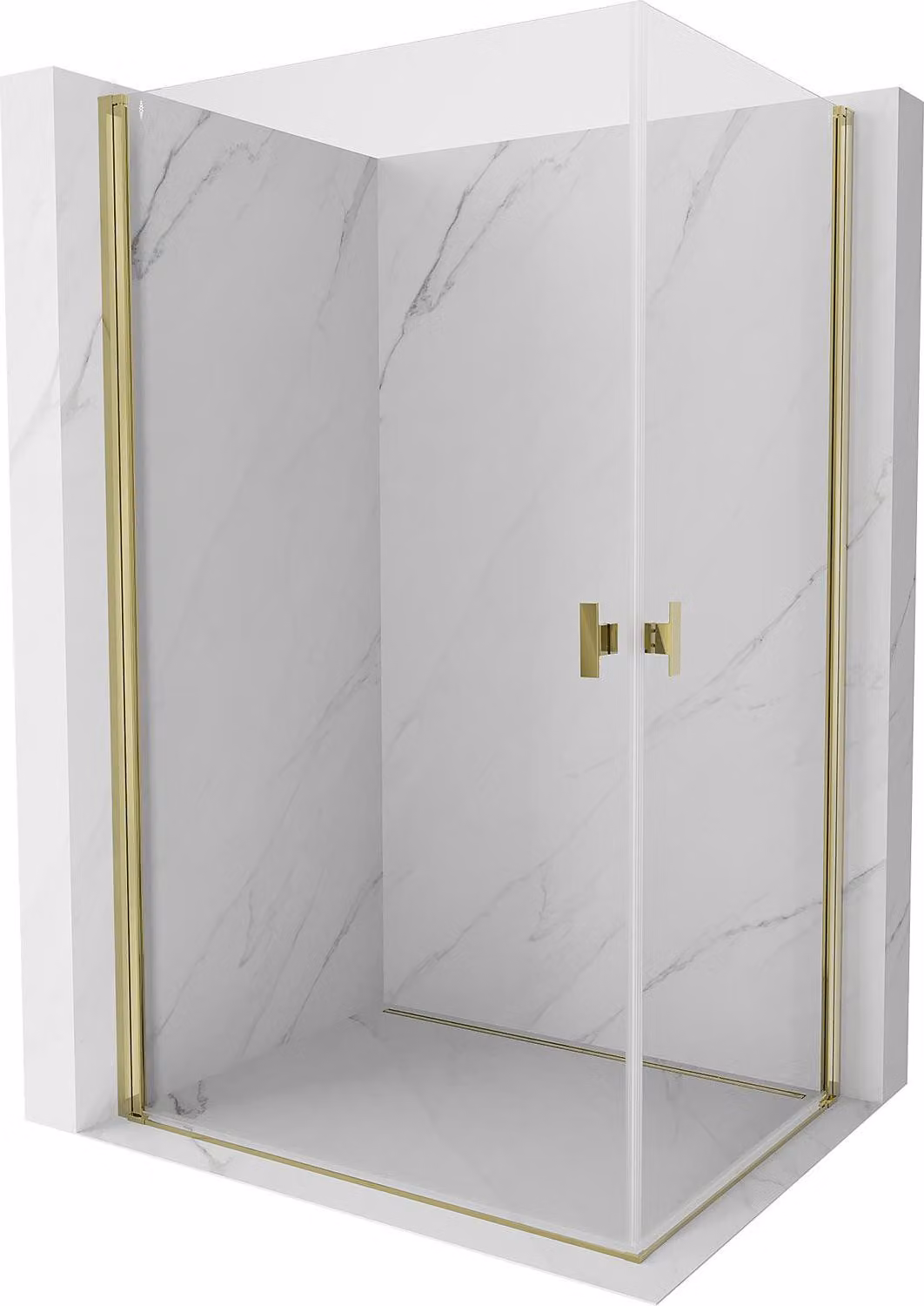 Mexen Mist-B Duo cabina doccia a battente 85 x 80 cm, trasparente, oro - 8A2-085-080-50-00