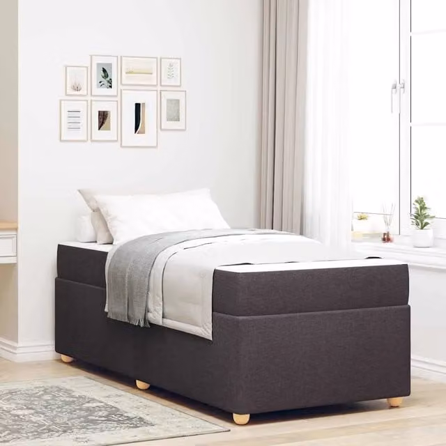Struttura del letto-Giroletto Marrone Scuro 100 x 200 cm Tessuto 201539