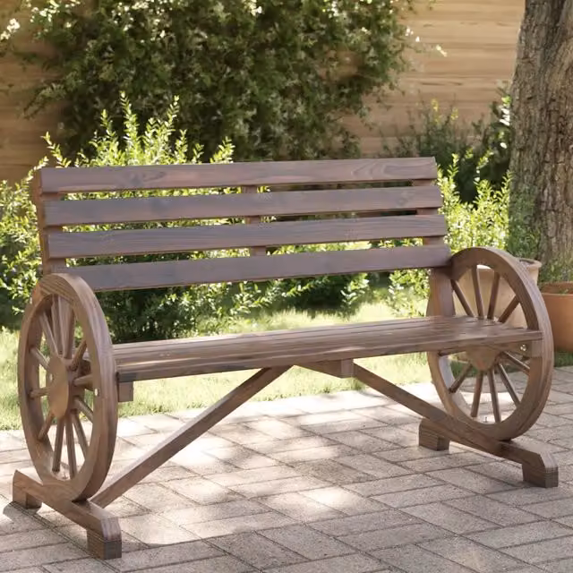 Panca da giardino a 2 posti vidaXL in legno di abete marrone con braccioli L: 110,0 cm, P: 57,0 cm, H: 77,5 cm – 1