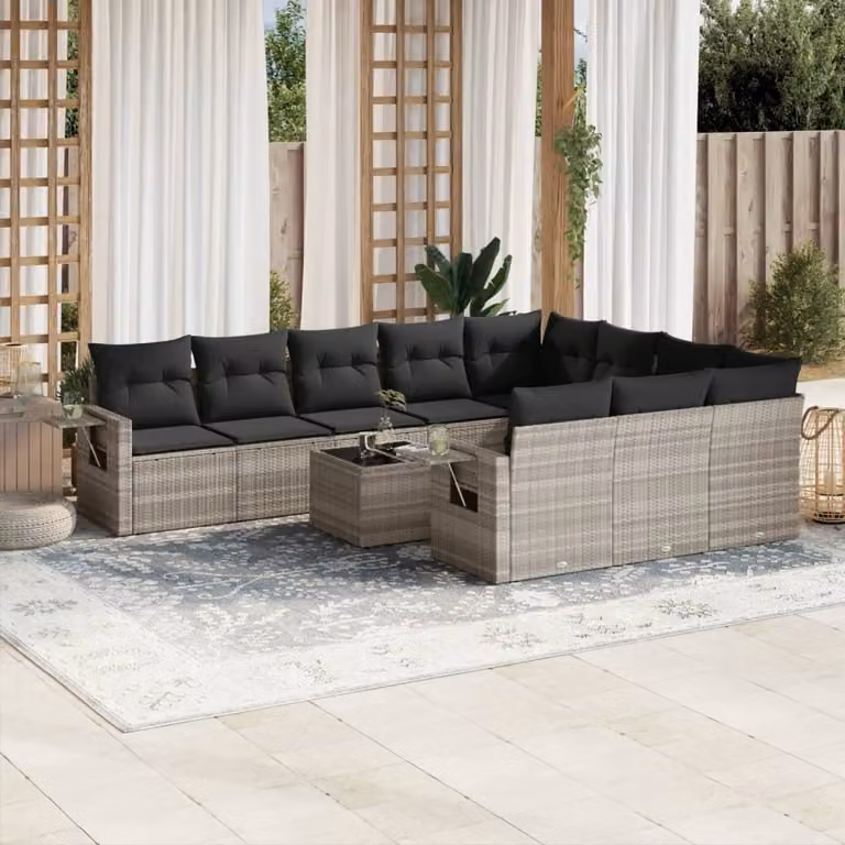 Maison Exclusive - Set da giardino 11 pezzi con cuscini Grigio chiaro Polyrattan