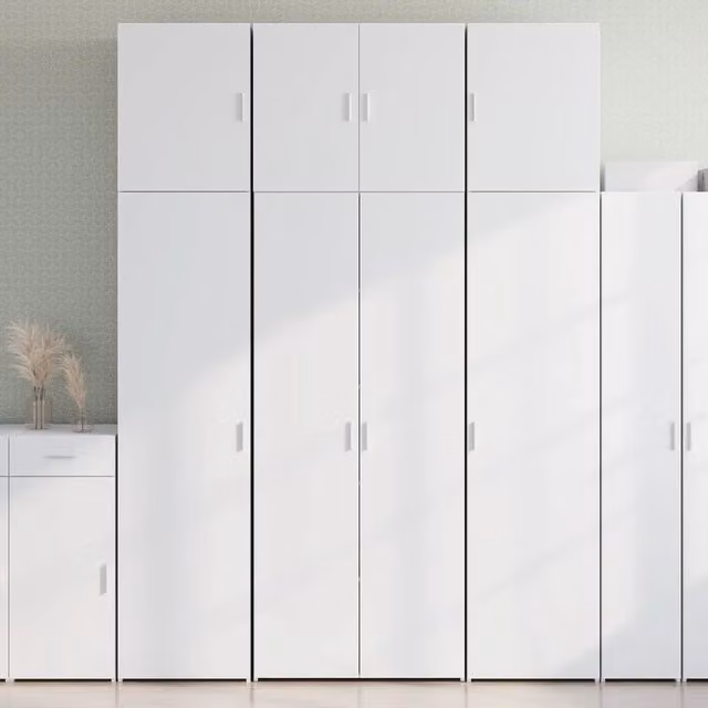 Credenza a parete bianca vidaXL in legno multistrato stile minimalista L: 80 cm, P: 42,5 cm, H: 249 cm