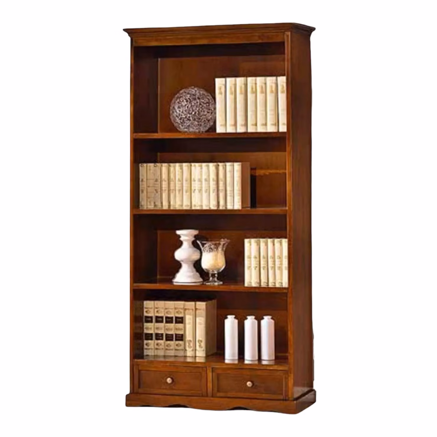 Libreria in legno stile arte povera color noce Mobili 2G L: 88 cm, P: 38 cm, H: 188 cm – 2