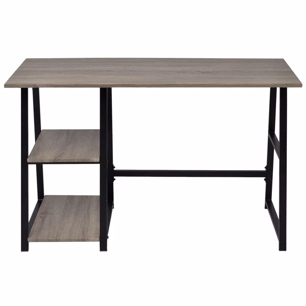 vidaXL Scrivania con 2 ripiani grigio e rovere