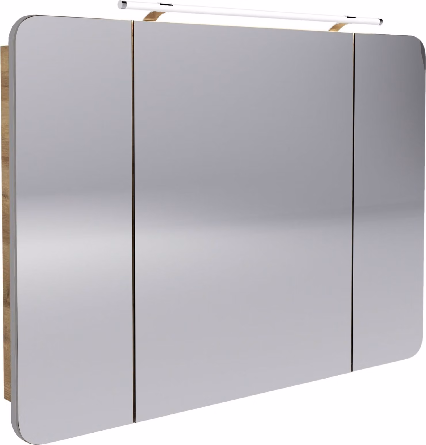 Armadietto a specchio LED FACKELMANN MILANO / Armadietto da bagno con effetto 3D / Chiusura ammortizzata / Dimensioni (L x A x P): circa 110 x 78 x 15,5 cm / Armadietto con specchio e LED per il bagno / 3 ante / Corpo: marrone chiaro