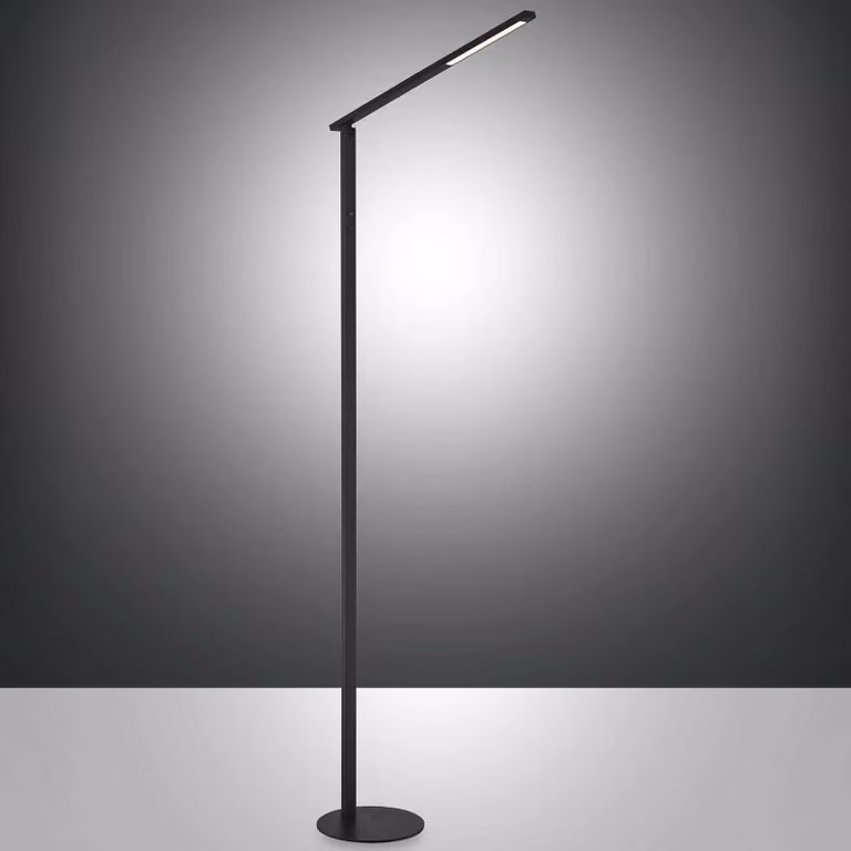 Fabas Luce Lampada da terra a LED Ideal, dimmerabile, Nero, Soggiorno / Sala da pranzo, Alluminio, Moderno, Lampada LED da terra