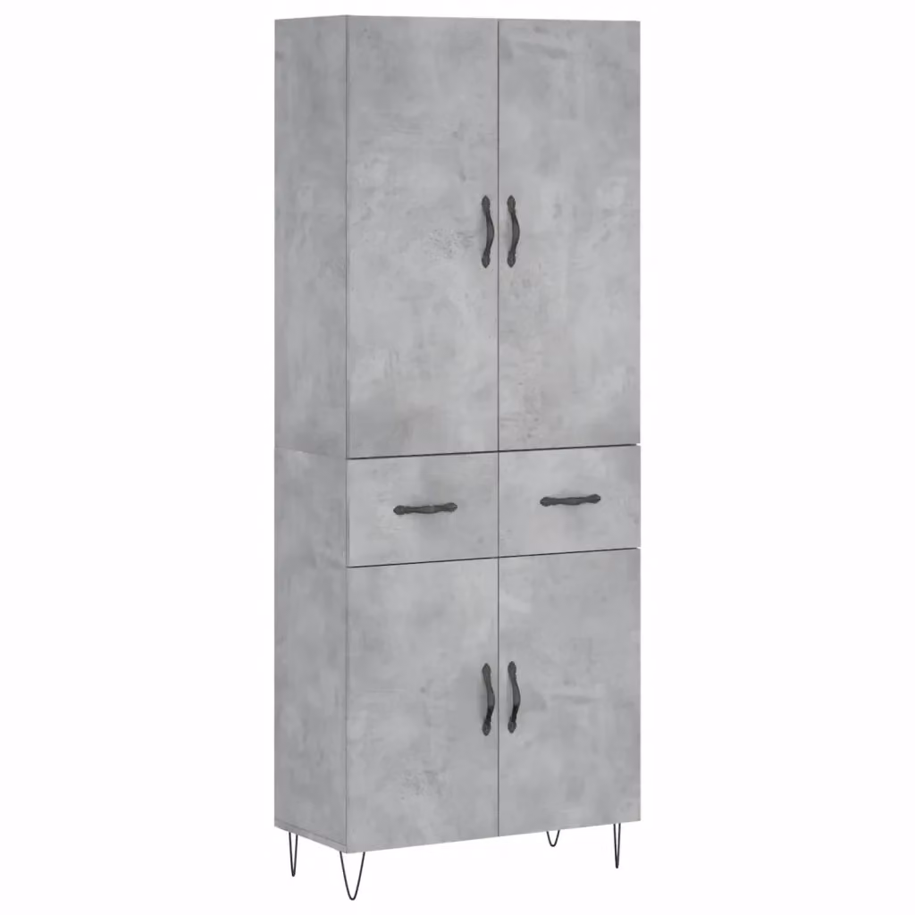 Credenza Industrial in Legno e Metallo Grigio vidaXL L: 69,5 cm, P: 34 cm, H: 180 cm – 2