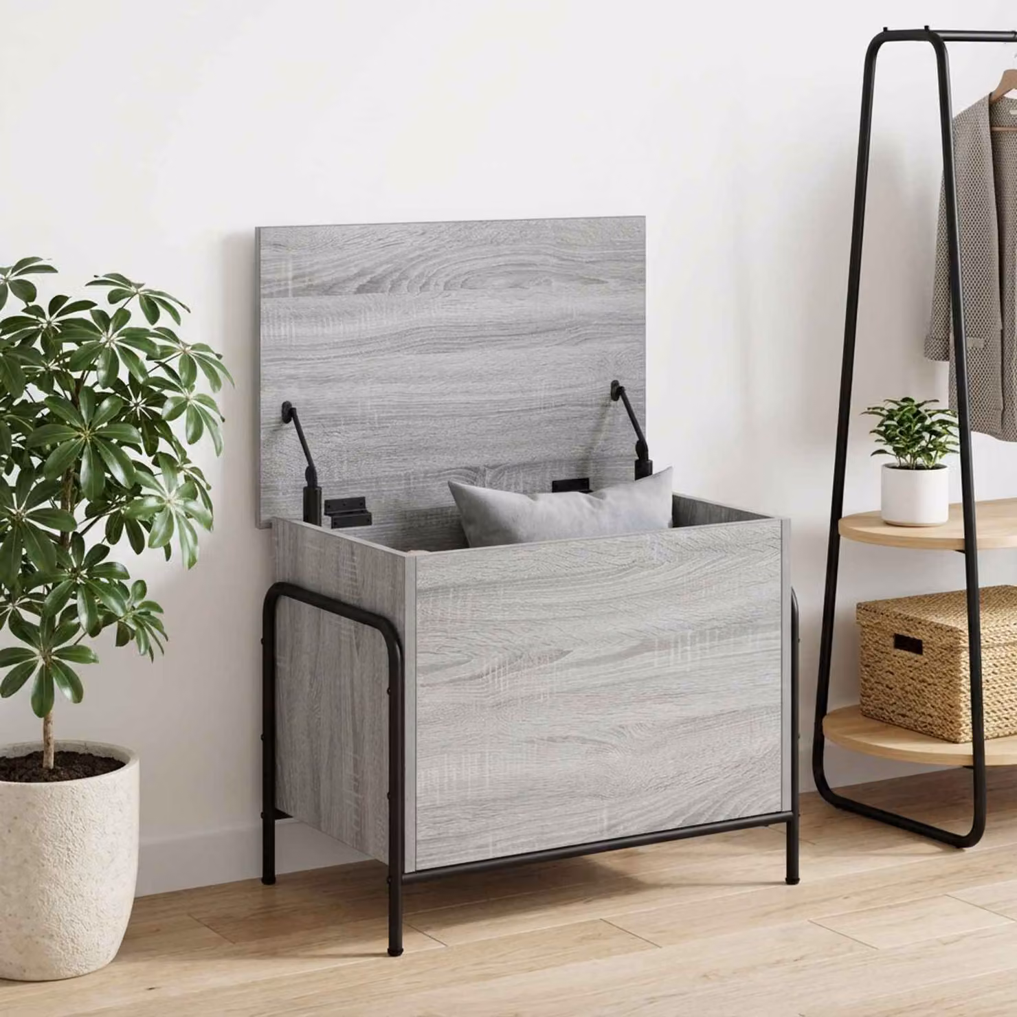 Scatola di stoccaggio vidaXL in stile moderno, colore grigio, L: 80 cm, P: 40 cm, H: 49,5 cm