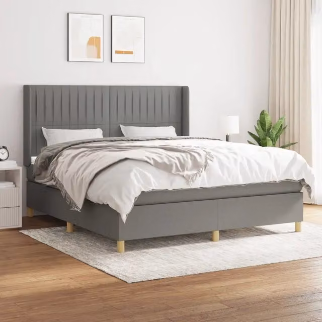 Letto Ibrido Moderno vidaXL in Legno di Larice e Tessuto Grigio e Bianco L/P/H: 163 x 128 x 203 cm