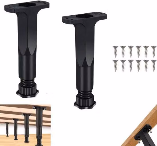 2 piedini regolabili per letti king size, scatole, panche e tavoli, con regolazione da 18 a 28,5 cm