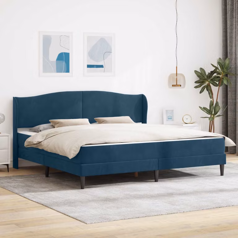 Struttura del letto con testiera vidaXL in velluto blu, L: 180 cm, P: 200 cm, H: 101 cm