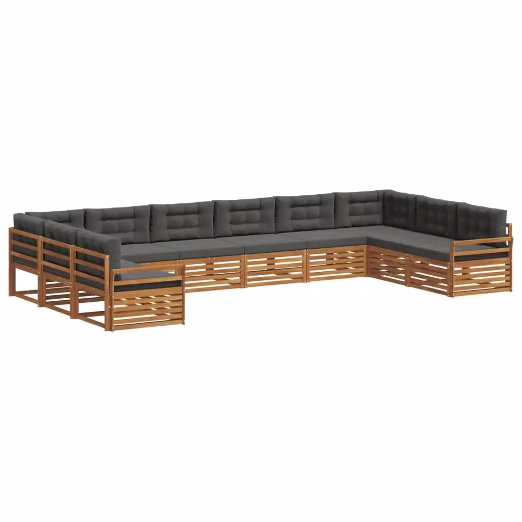 Set di divani da giardino vidaXL a forma di L composto da 7 pezzi in legno di acacia massello con cuscini beige e antracite – 2