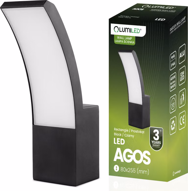 LUMILED lampada da parete esterna lampada da parete esterna 12W 1080lm 4000K bianco neutro luce esterna parete illuminazione esterna parete luce giardino luce terrazza casa facciata IP44 nero