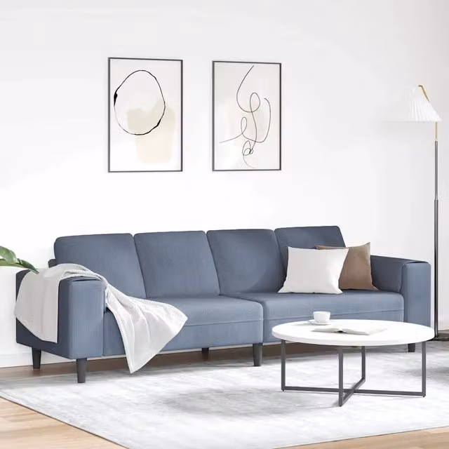 Divano Blu 250 x 77 x 76 cm Tessuto in Cords 3335103