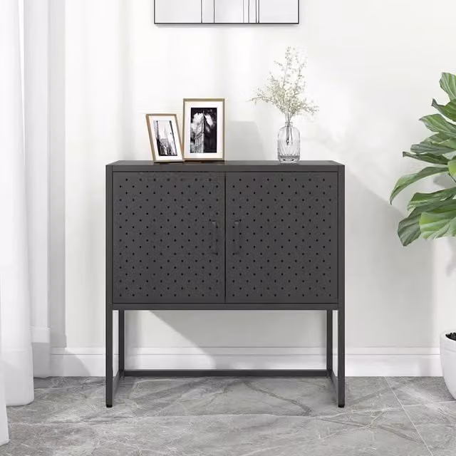 Credenza geometrica vidaXL in metallo antracite opaco L/P/H: 75 x 35 x 75 cm – 1