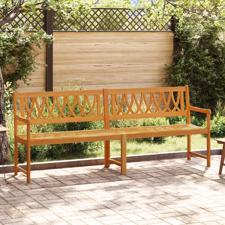 Panchina da esterno vidaXL a 2 posti in legno di acacia marrone con braccioli L/P/H: 220 x 56 x 90 cm