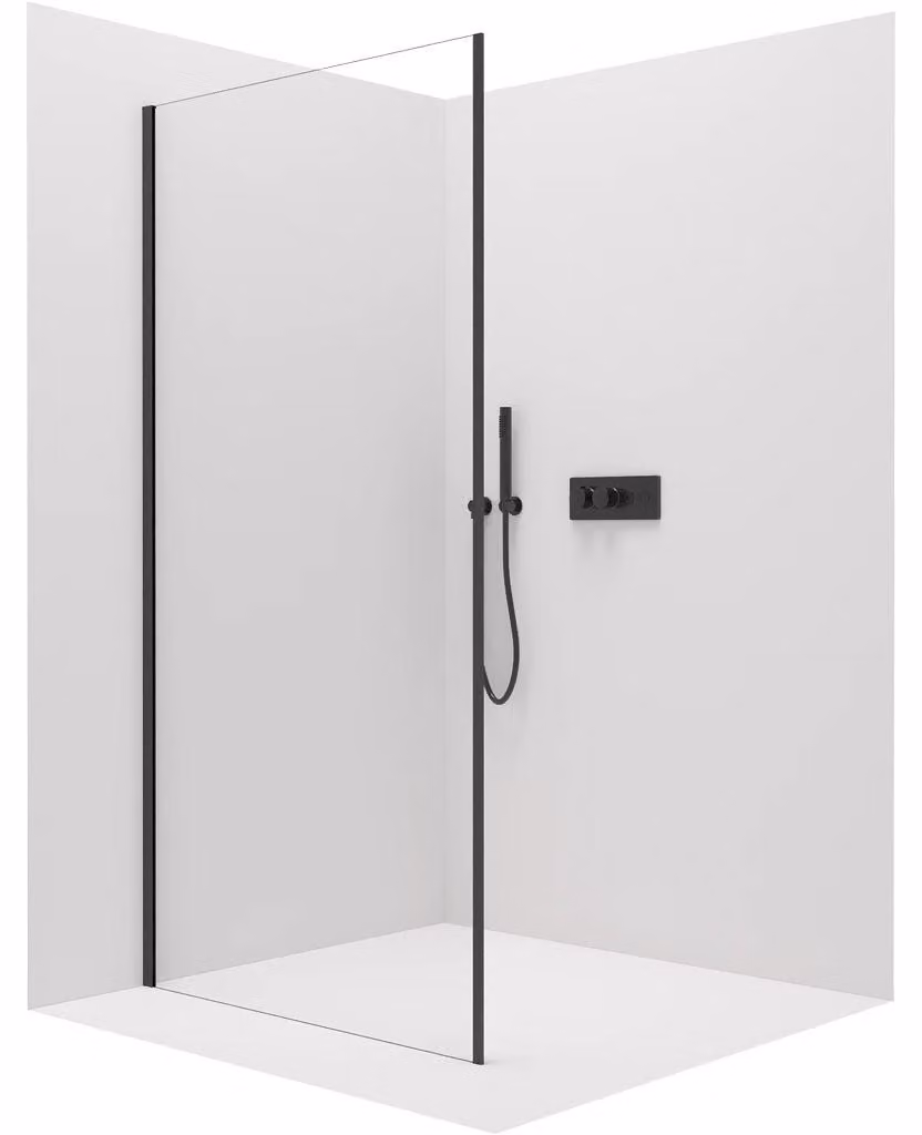 CERANO - Parete laterale Porte L/P - 8 mm - nero opaco, vetro trasparente - 80x195 cm
