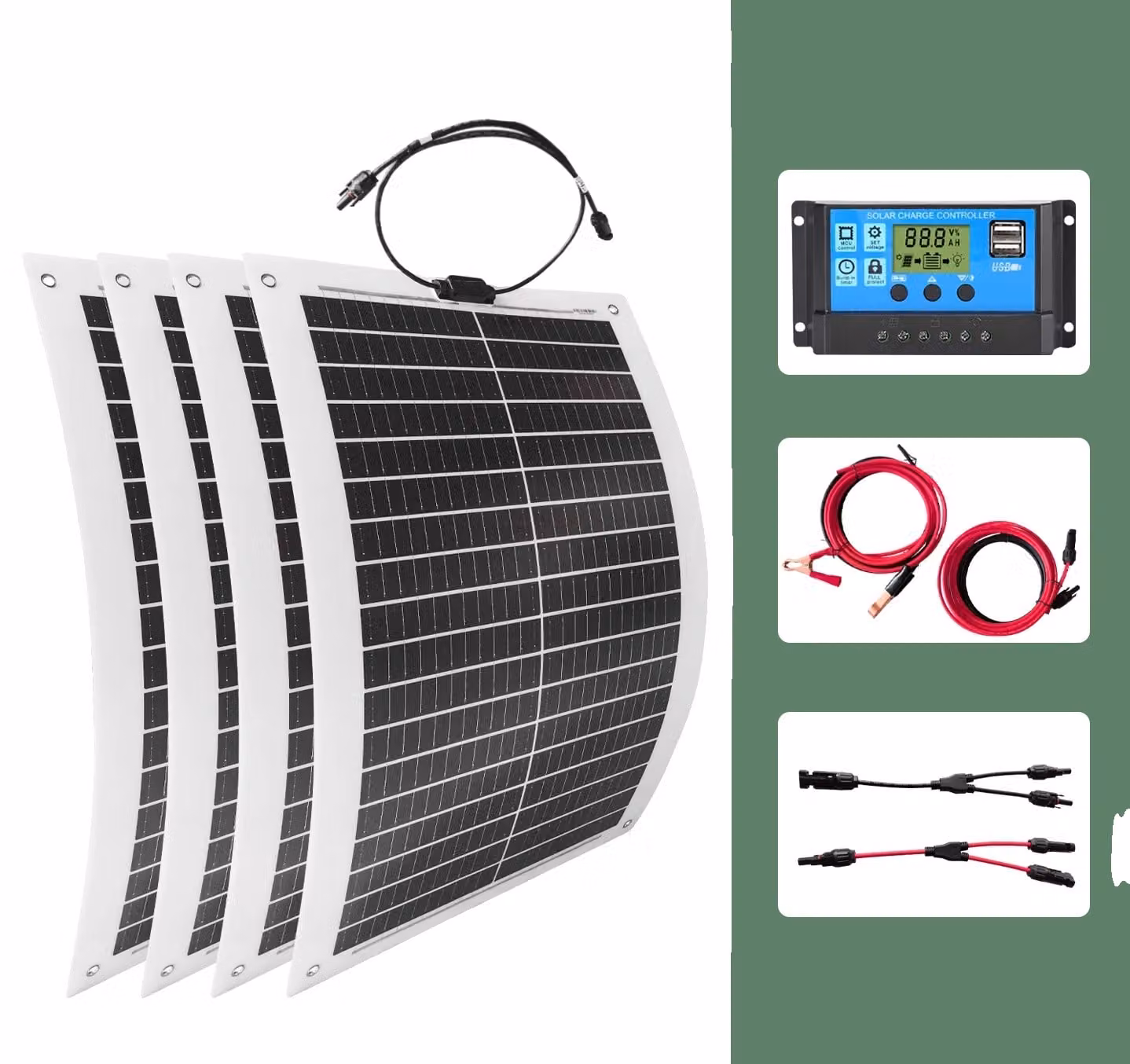 Kit di pannelli solari da 2000W, alta efficienza, installazione flessibile, composto da 4 pannelli con sistema di controllo