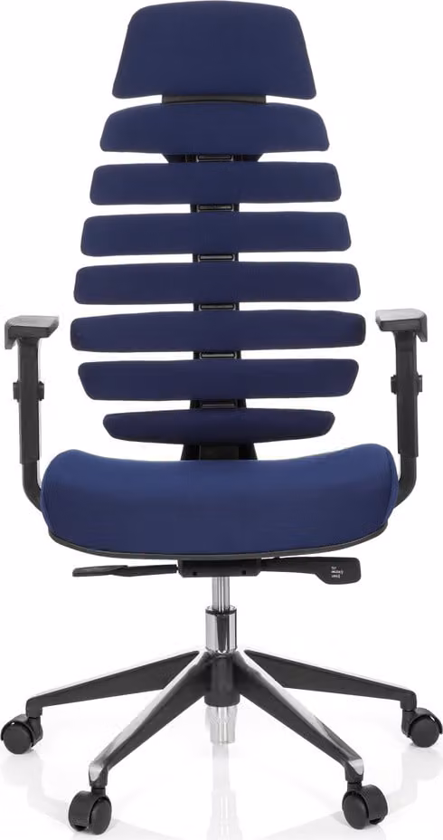 hjh OFFICE Sedia da ufficio professionale ERGO LINE II PRO Sedia da scrivania ergonomica con braccioli (regolabili in altezza) in tessuto blu Sedia girevole per ufficio e casa