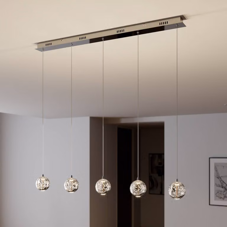 Lampada a sospensione in vetro Hayley Lucande, Chiaro / Trasparente, Soggiorno / Sala da pranzo, Vetro, Moderno, Lampada a sospensione