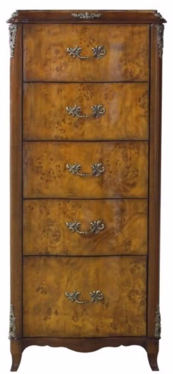 Casa Padrino cassettiera barocca a 5 cassetti marrone chiaro / marrone 56 x 36 x h. 128 cm - Mobili barocchi