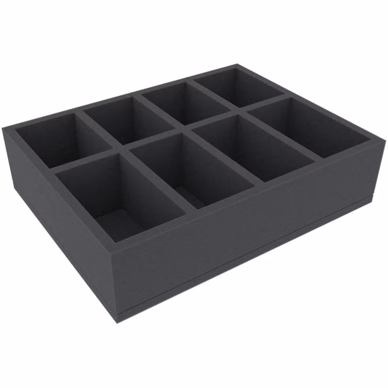 Inserto in schiuma 310x240x75 mm per gioco da tavolo con 8 scomparti