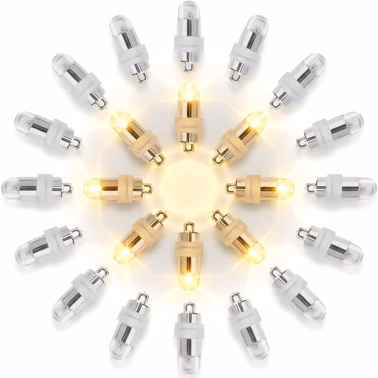 24 mini luci a LED a forma di palloncino, luce bianco caldo, impermeabili, adatte per lanterne