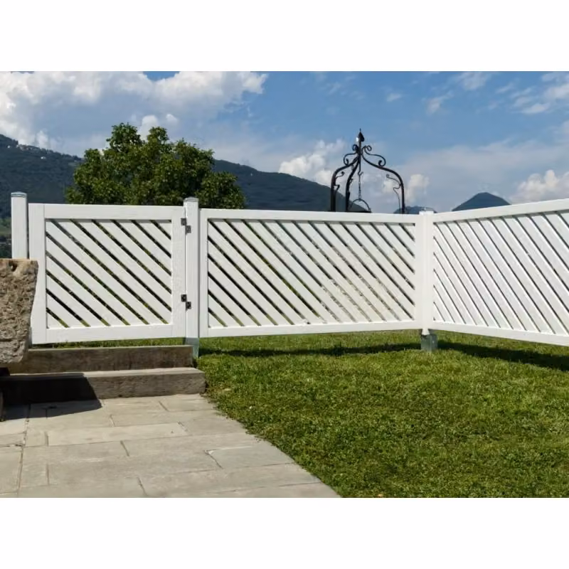Recinzione in legno bianco da 5 pannelli per giardino e terrazzo Esterni da Vivere L: 180 cm, H: 90 cm – 2