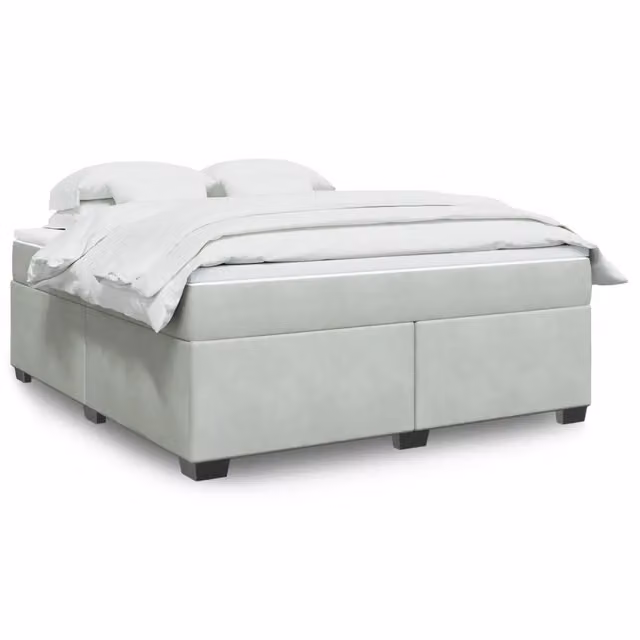 Letto a molle con materasso ibrido vidaXL in velluto grigio e bianco L 180 x P 200 cm