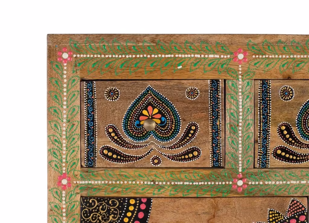 Credenza etnica multicolore in legno di mango non trattato per la tua sala da pranzo – 2