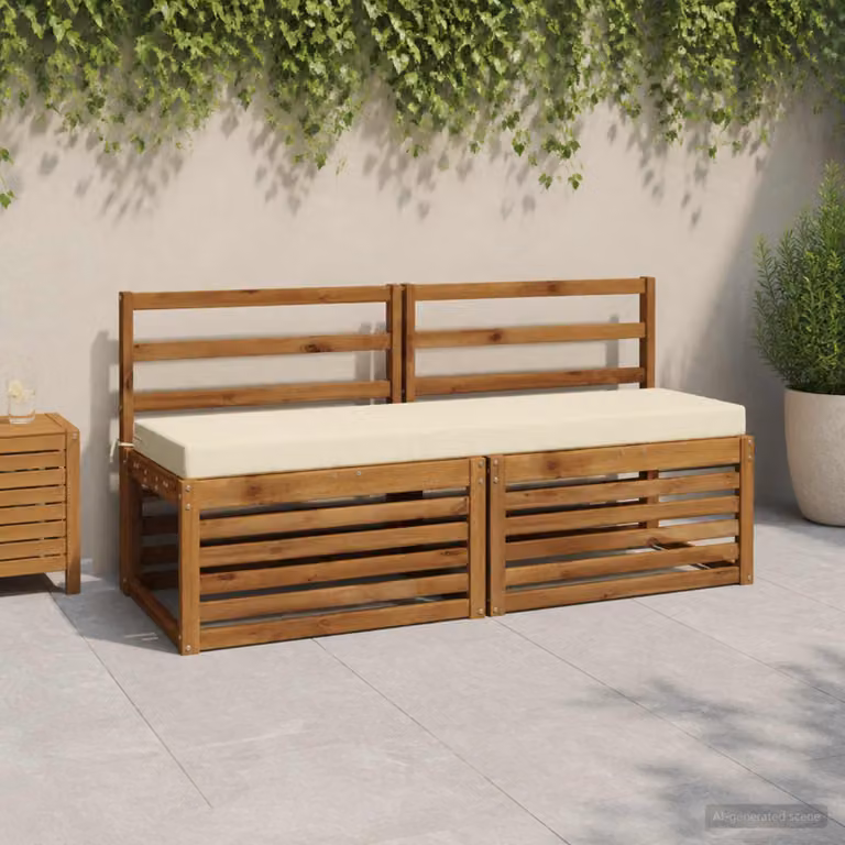 Set di 2 cuscini per panchina vidaXL in poliestere beige con fodera rimovibile e resistente ai raggi UV