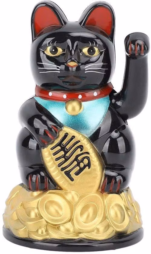 Fortuna in miniatura - 4,5 pollici - Ornamento Feng Shui - Ideale per ufficio e casa - Colore oro (come le monete) - Materiale: plastica - Motivo portafortuna