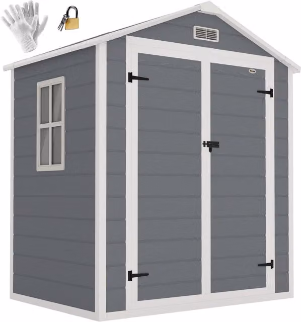 Casetta da Giardino ¨C zephmum ¨C Grigio, PP e Alluminio, 183x134x210 cm
