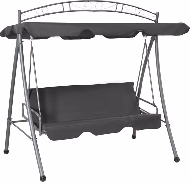 The Living Store Altalena da giardino con funzione letto e tetto 198×120×205 cm in acciaio