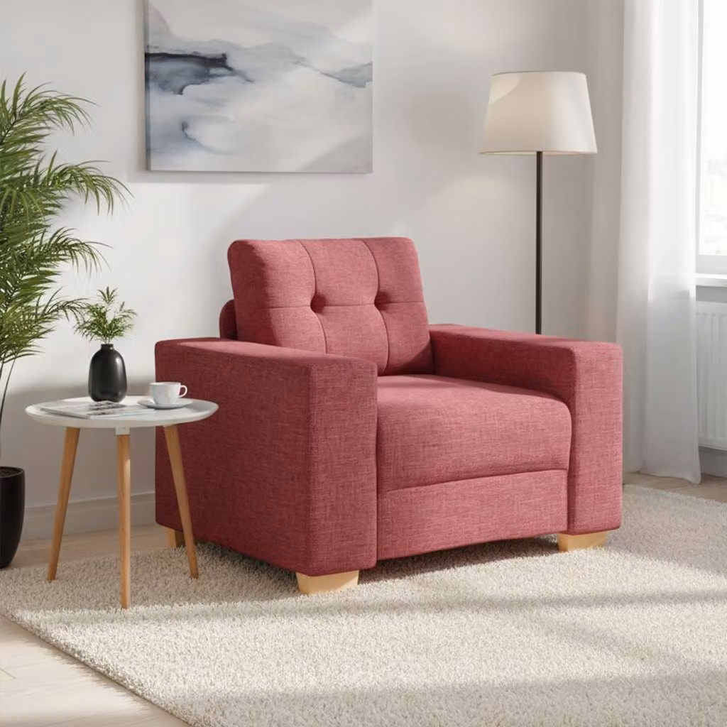 Poltrona moderna vidaXL in tessuto rosso con braccioli, L: 100 cm, P: 78 cm, H: 80 cm