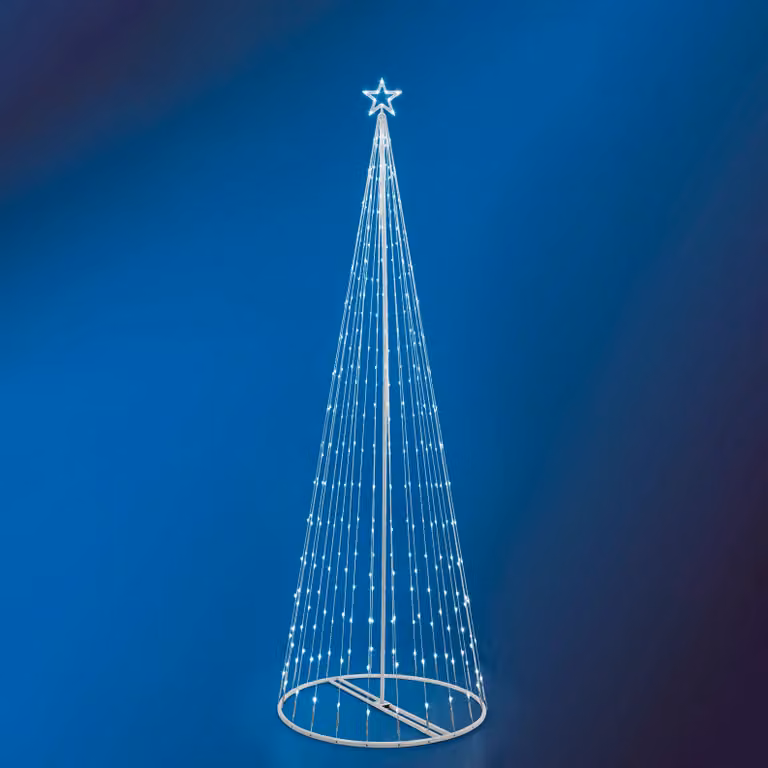 DICTROLUX Albero di Natale Luminoso con 274 LED Bianco Freddo, H 200 cm, Diametro 60 cm