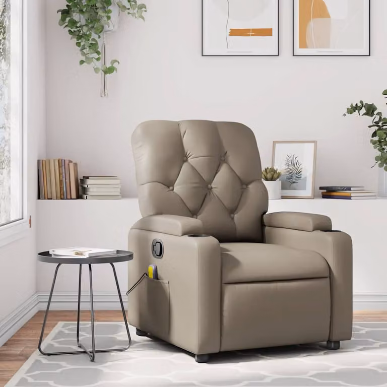 vidaXL Poltrona Reclinabile Relax in Similpelle Beige e Marrone con Braccioli