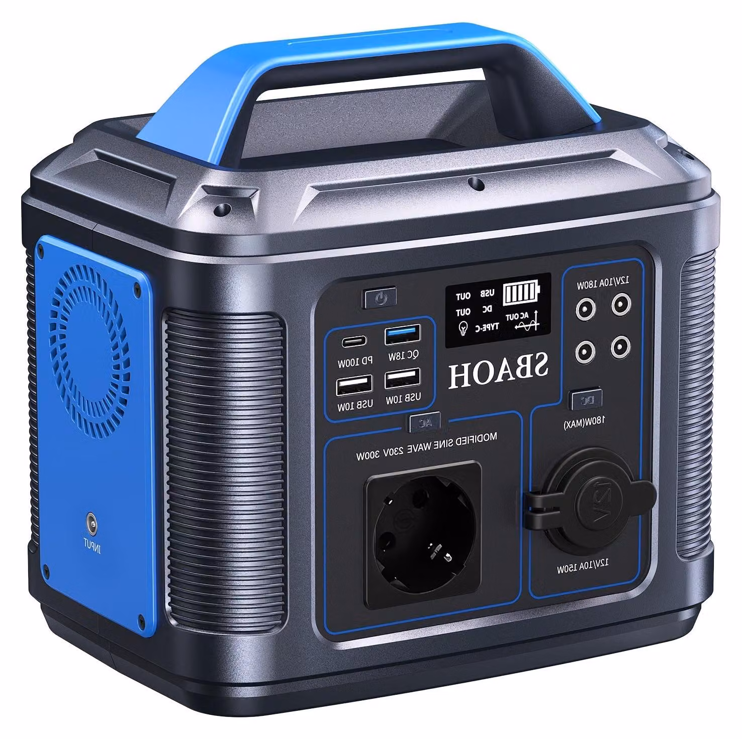 Power bank - Batteria portatile - Alimentazione di emergenza - Caricabatterie mobile - Power station blu - Capacità di 296 Wh