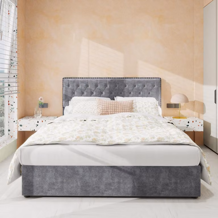 Sweiko Letto moderno minimalista morbido, testata confortevole e morbida, 140x200CM, grigio, arredamento multifunzionale per la camera da letto, corpo letto a cassone alto con asta pneumatica, non include il materasso.