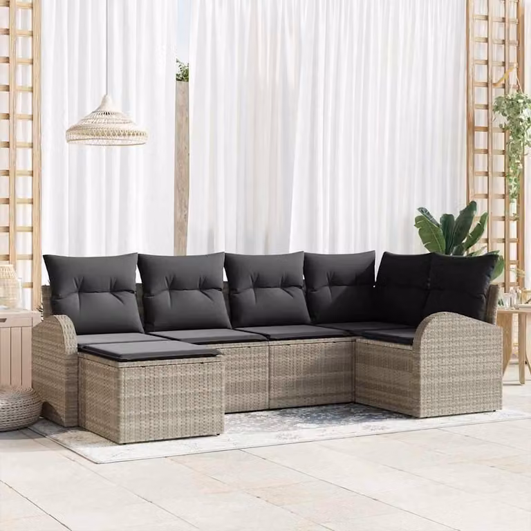 Maison Exclusive - Set di divani con cuscino 6 pcs Grigio chiaro polyrattan