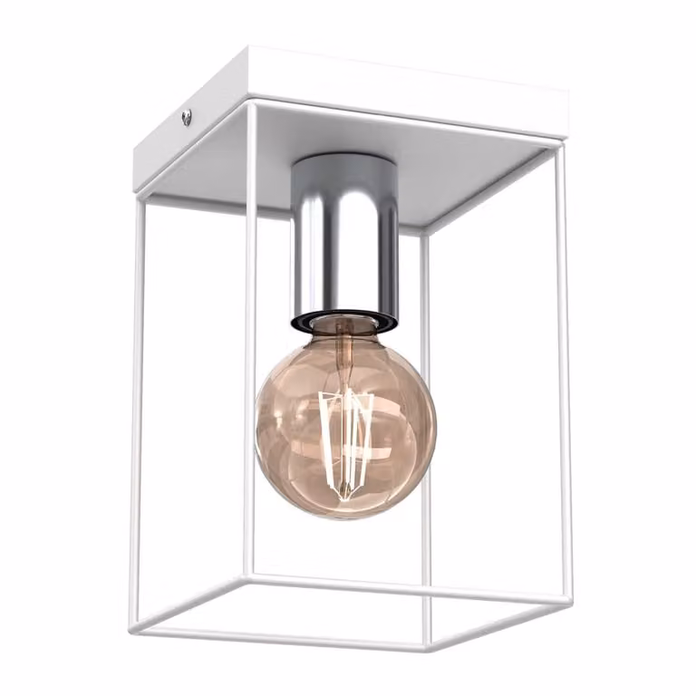 Lampada a sospensione Homen bianco opaco-cromata 1xE27x15W metallo, dimensioni: 22x14x14 cm, IP20, Luminex