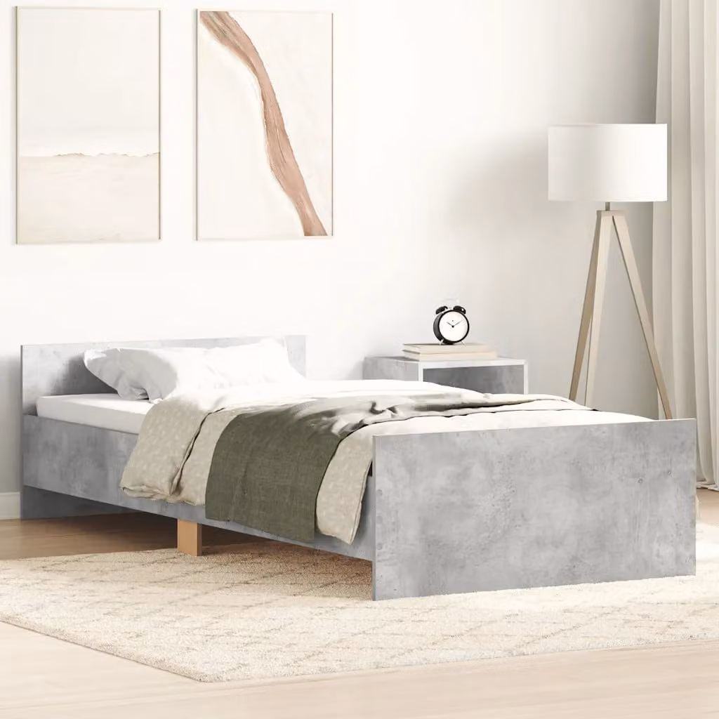 Giroletto vidaXL in legno e MDF grigio cemento con doghe fisse L/P: 90 x 190 cm