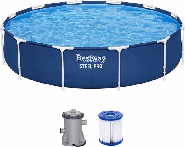 Trade Shop - Piscina Fuori Terra Steel Pro Con Struttura Pompa Filtro ø 366 X 76 Cm Rotonda 56681 -