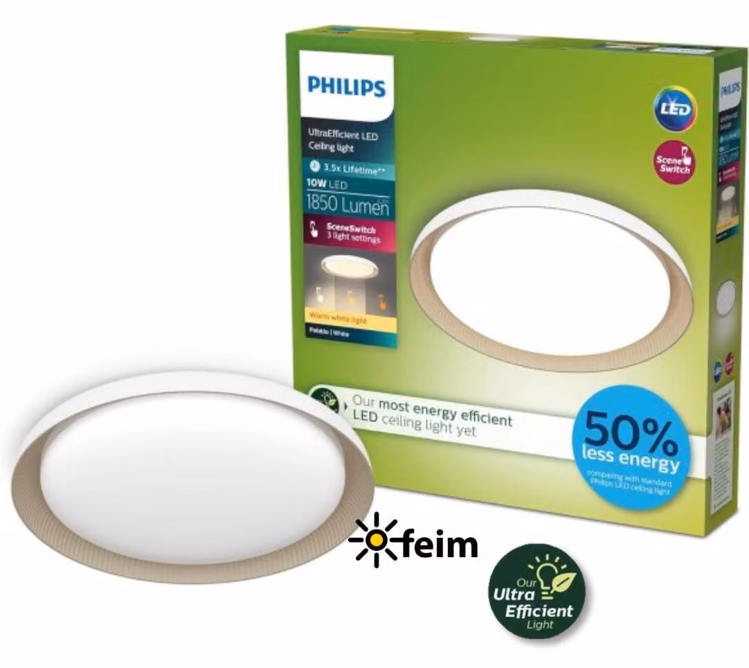 Philips Lampada da soffitto, 10 W, LED, 1850 lm, IP20, Bianca