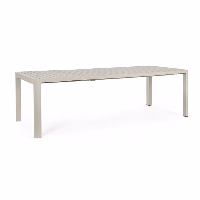 Tavolo da giardino KIPLIN in alluminio beige verniciato a polvere, 180×100 - 240×100 cm