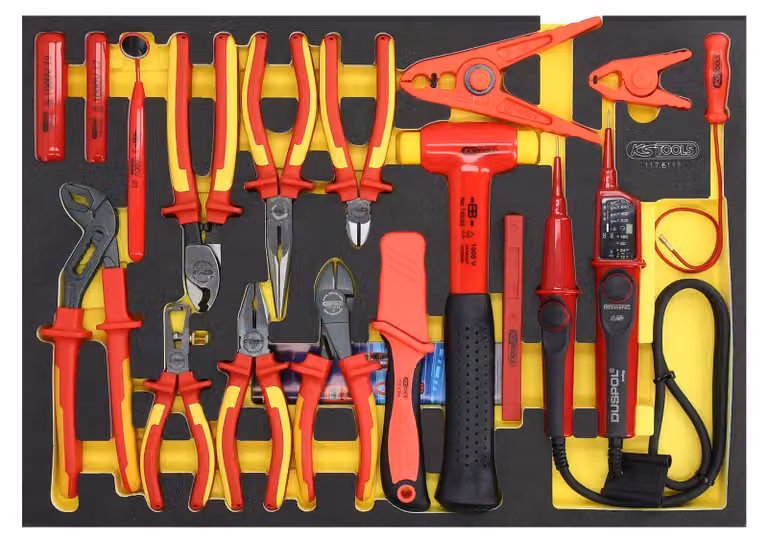 KS TOOLS ERGOTORQUE Set di pinze VDE con inserto in schiuma 17 pezzi - 117.6117