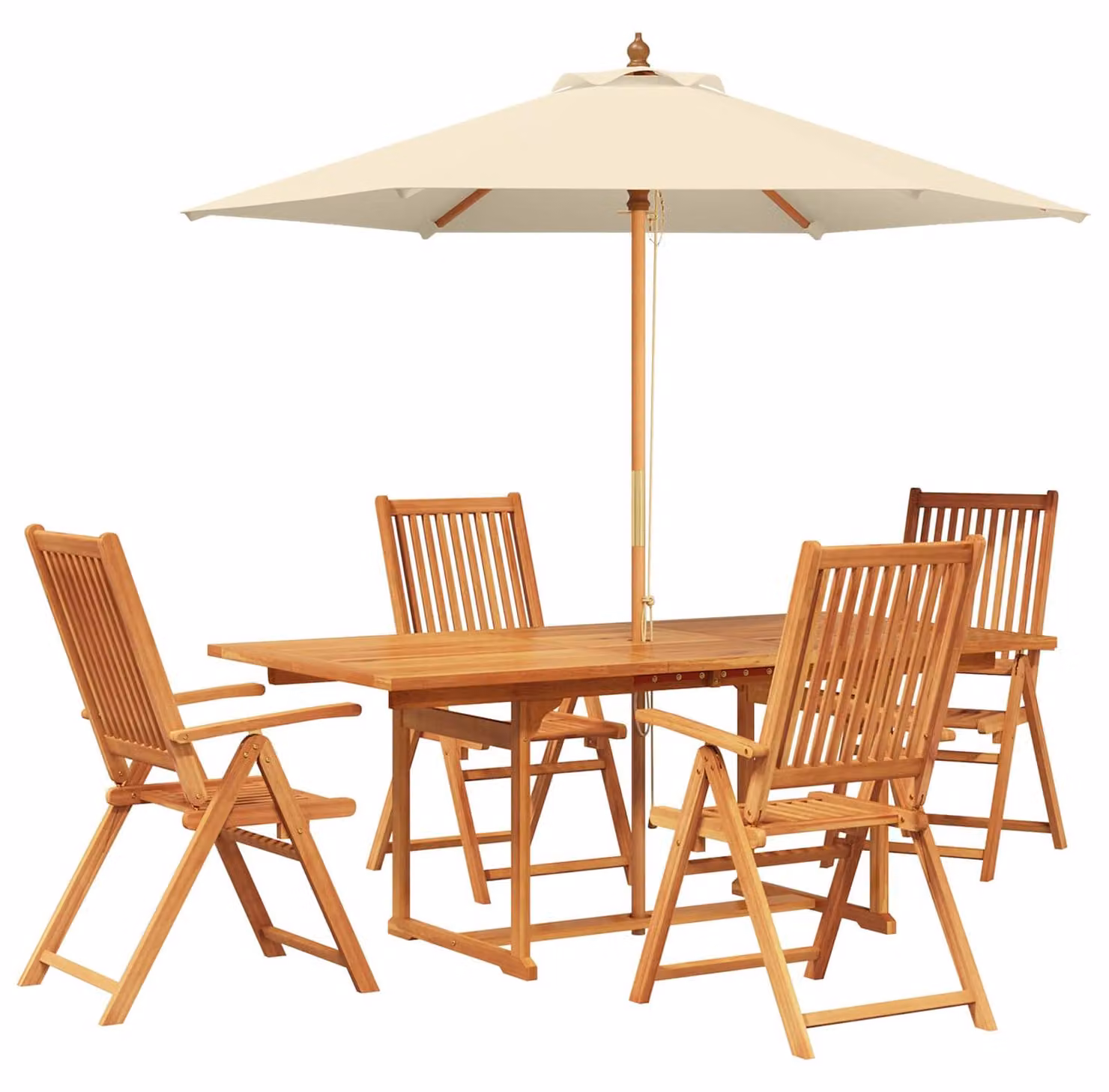 Set da esterno per giardino con ombrellone, composto da 6 sedie e un tavolo per 4 persone